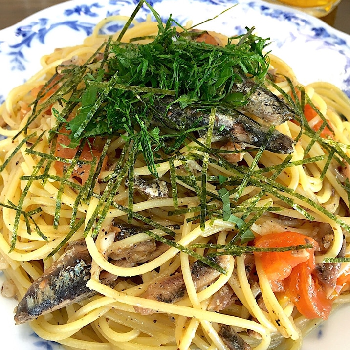 オイルサーディン&トマトのパスタです☆手軽に旨ウマ
